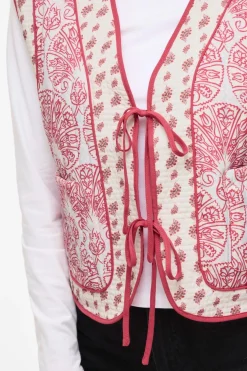 Vila Chaleco guateado estampado con lazos^Mujer Chaquetas|Chalecos