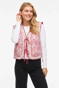 Vila Chaleco guateado estampado con lazos^Mujer Chaquetas|Chalecos