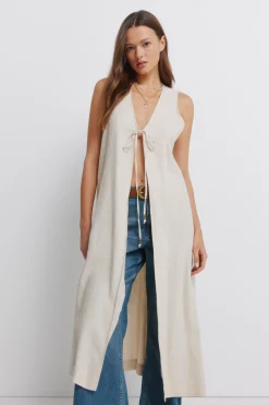 Springfield Chaleco largo lino^Mujer Jerséis Y Cárdigans|Lino