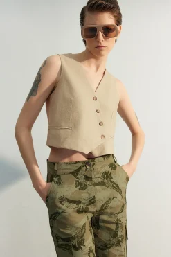 Trendyol Chaleco sin mangas cruzado^Mujer Camisetas