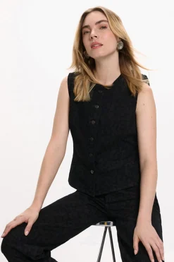 Vila Chaleco vaquero animal print^Mujer Chaquetas