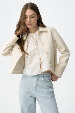 Tiffosi Chaqueta abotonada efecto piel^Mujer Chaquetas