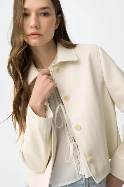 Tiffosi Chaqueta abotonada efecto piel^Mujer Chaquetas