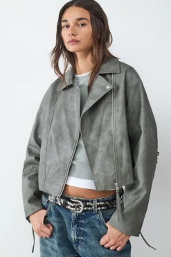 Balmohk Chaqueta biker efecto desgastada^Mujer Chaquetas
