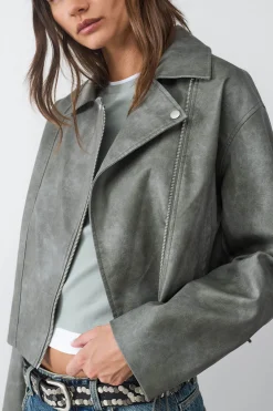 Balmohk Chaqueta biker efecto desgastada^Mujer Chaquetas