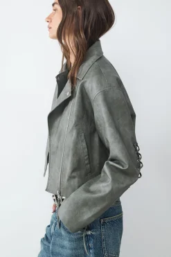 Balmohk Chaqueta biker efecto desgastada^Mujer Chaquetas