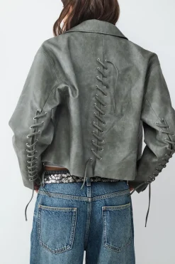 Balmohk Chaqueta biker efecto desgastada^Mujer Chaquetas