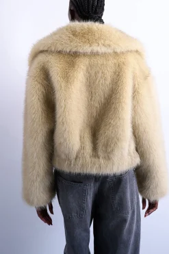 Topshop Chaqueta corta efecto pelo^Mujer Abrigos