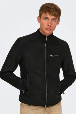Only & Sons Chaqueta de hombre biker de suede.^Hombre Cazadoras