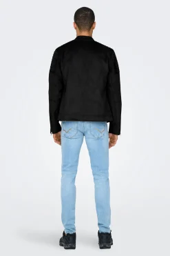 Only & Sons Chaqueta de hombre biker de suede.^Hombre Cazadoras