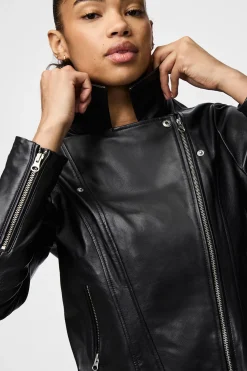 Pieces Chaqueta de piel tipo biker^Mujer Chaquetas