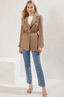 Trendyol Chaqueta doble cintur&oacute;n^Mujer Chaquetas