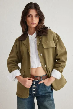 Trendyol Chaqueta oversize cuello pana^Mujer Chaquetas