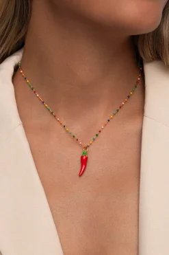 Singularu Charm Chili Pepper Ba&ntilde;o Oro^Mujer Bisutería