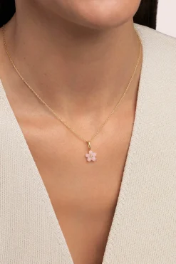 Singularu Charm Flower Pink Plata Ba&ntilde;o Oro^Mujer Bisutería