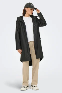 Only Chubasquero largo con capucha^Mujer Chaquetas