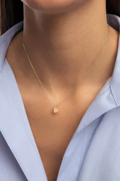 Singularu Collar Adorable Heart Pink Ba&ntilde;o Oro^Mujer Bisutería