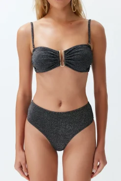 Trendyol Conjunto de bikini bandeau alto brillo^Mujer Baño