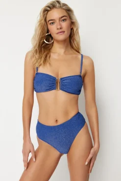 Trendyol Conjunto de bikini bandeau alto brillo^Mujer Baño