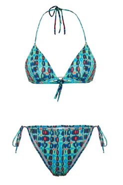 Trendyol Conjunto de bikini triangular tie-dye^Mujer Baño
