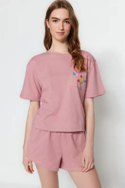 Trendyol Conjunto de pijama corto liso^Mujer Pijamas