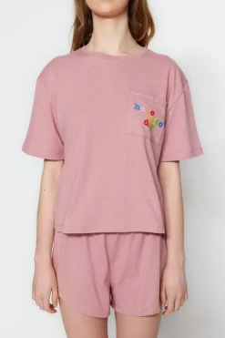 Trendyol Conjunto de pijama corto liso^Mujer Pijamas