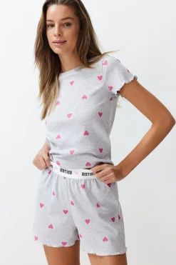 Trendyol Conjunto de pijama corto corazones^Mujer Pijamas