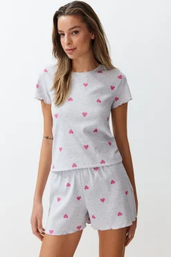 Trendyol Conjunto de pijama corto corazones^Mujer Pijamas