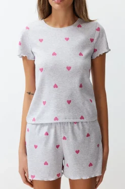 Trendyol Conjunto de pijama corto corazones^Mujer Pijamas
