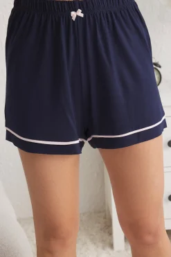 Trendyol Conjunto de pijama corto lencero lazos^Mujer Pijamas