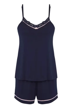 Trendyol Conjunto de pijama corto lencero lazos^Mujer Pijamas