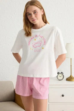 Trendyol Conjunto de pijama corto rayas^Mujer Pijamas
