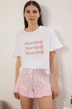 Trendyol Conjunto de pijama corto volantes floral^Mujer Pijamas