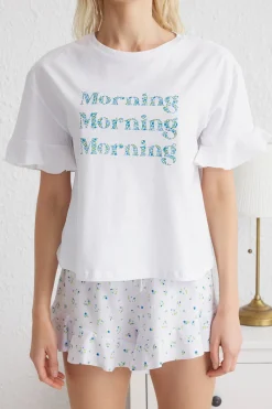 Trendyol Conjunto de pijama corto volantes floral^Mujer Pijamas