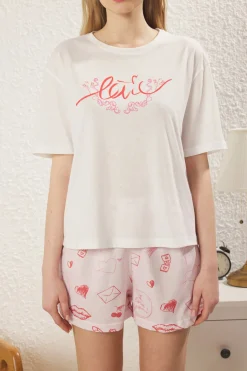 Trendyol Conjunto de pijama corto amor^Mujer Pijamas