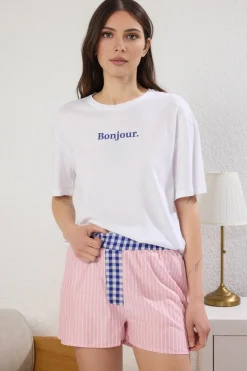 Trendyol Conjunto de pijama corto rayas^Mujer Pijamas