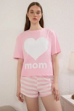 Trendyol Conjunto de pijama corto rayas "Mom"^Mujer Pijamas