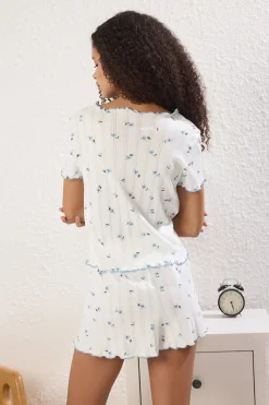 Trendyol Conjunto de pijama corto floral lazos^Mujer Pijamas