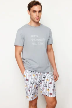 Trendyol Conjunto de pijama corto rayas y animales^Hombre Pijamas