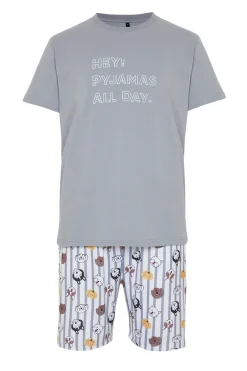Trendyol Conjunto de pijama corto rayas y animales^Hombre Pijamas