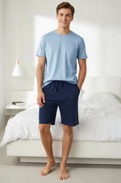 Trendyol Conjunto de pijama corto liso^Hombre Pijamas