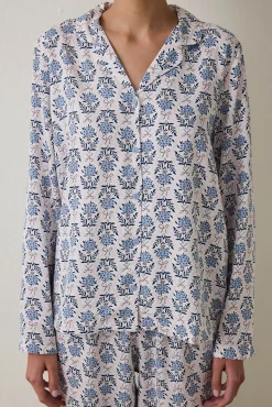 Penti Conjunto de pijama de manga larga con estampado de flores es^Mujer Pijamas