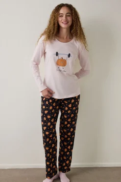 Penti Conjunto de pijama de manga larga con cuello redondo y de calabazas^Mujer Pijamas