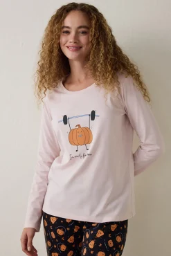 Penti Conjunto de pijama de manga larga con cuello redondo y de calabazas^Mujer Pijamas