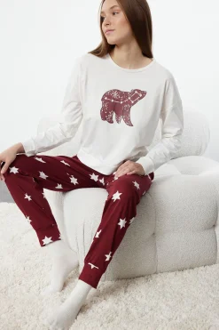 Trendyol Conjunto de pijama estrellas blanco y rojo^Mujer Pijamas