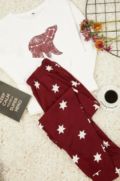 Trendyol Conjunto de pijama estrellas blanco y rojo^Mujer Pijamas