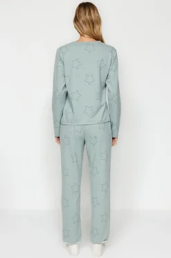 Trendyol Conjunto pijama con estrellas menta100% algod&oacute;n^Mujer Pijamas