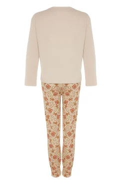 Trendyol Conjunto pijama Galleta jengibre Navidad beige^Mujer Pijamas