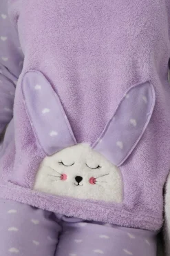 Trendyol Conjunto pijama polar conejo y corazones lila^Mujer Pijamas