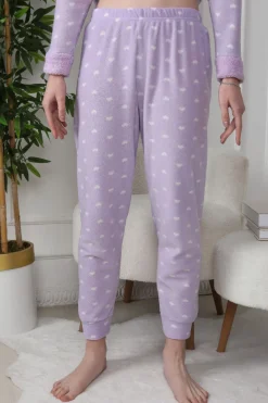 Trendyol Conjunto pijama polar conejo y corazones lila^Mujer Pijamas